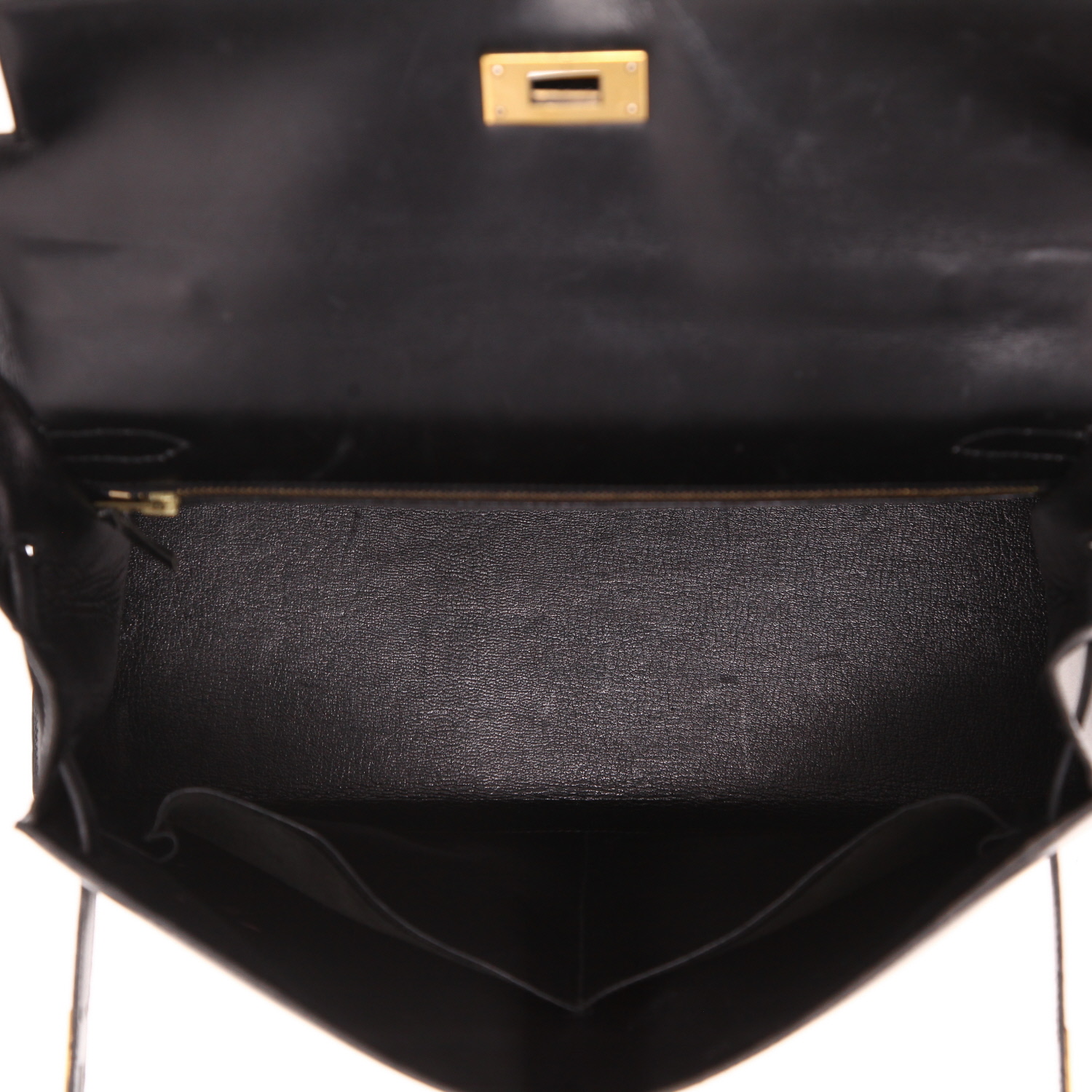Bolso de mano Hermès  Kelly 32 cm en cuero box negro - Detail D3