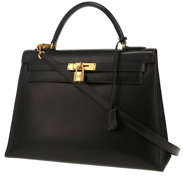 Bolso de mano Hermès  Kelly 32 cm en cuero box negro