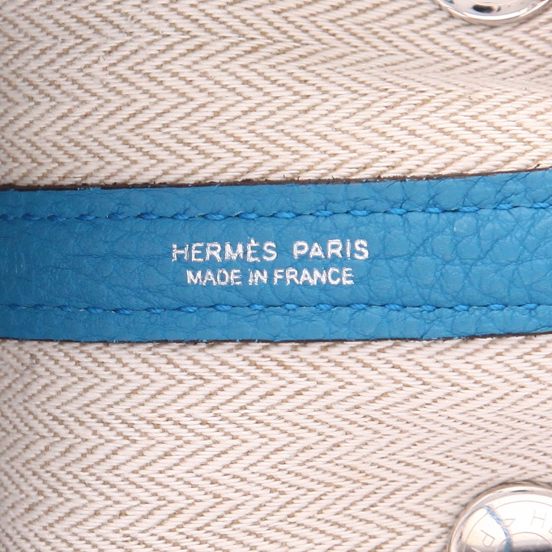 Shopping bag Hermès  Garden in pelle togo blu - Detail D2