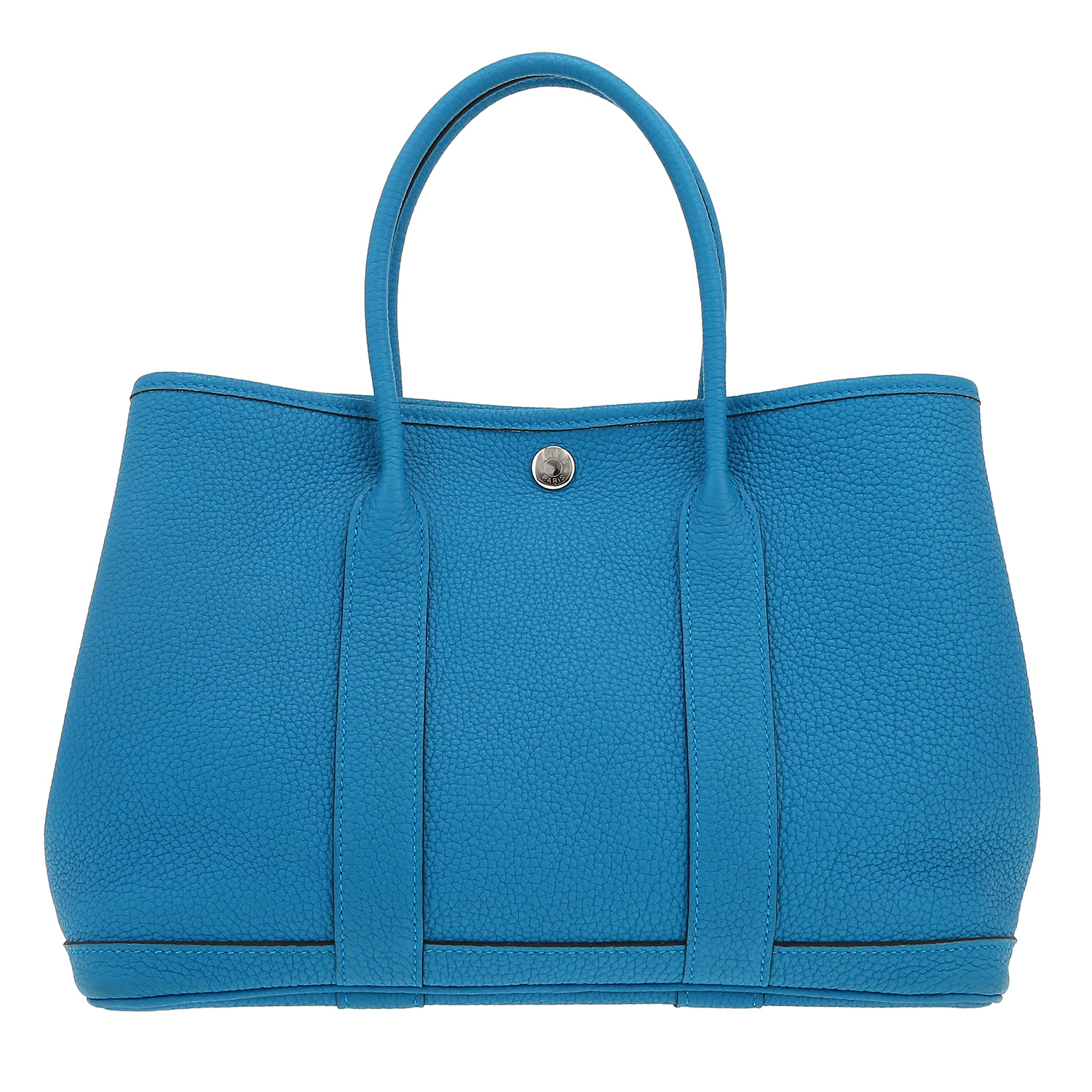Sac cabas Hermès  Garden en cuir togo bleu - Detail D4