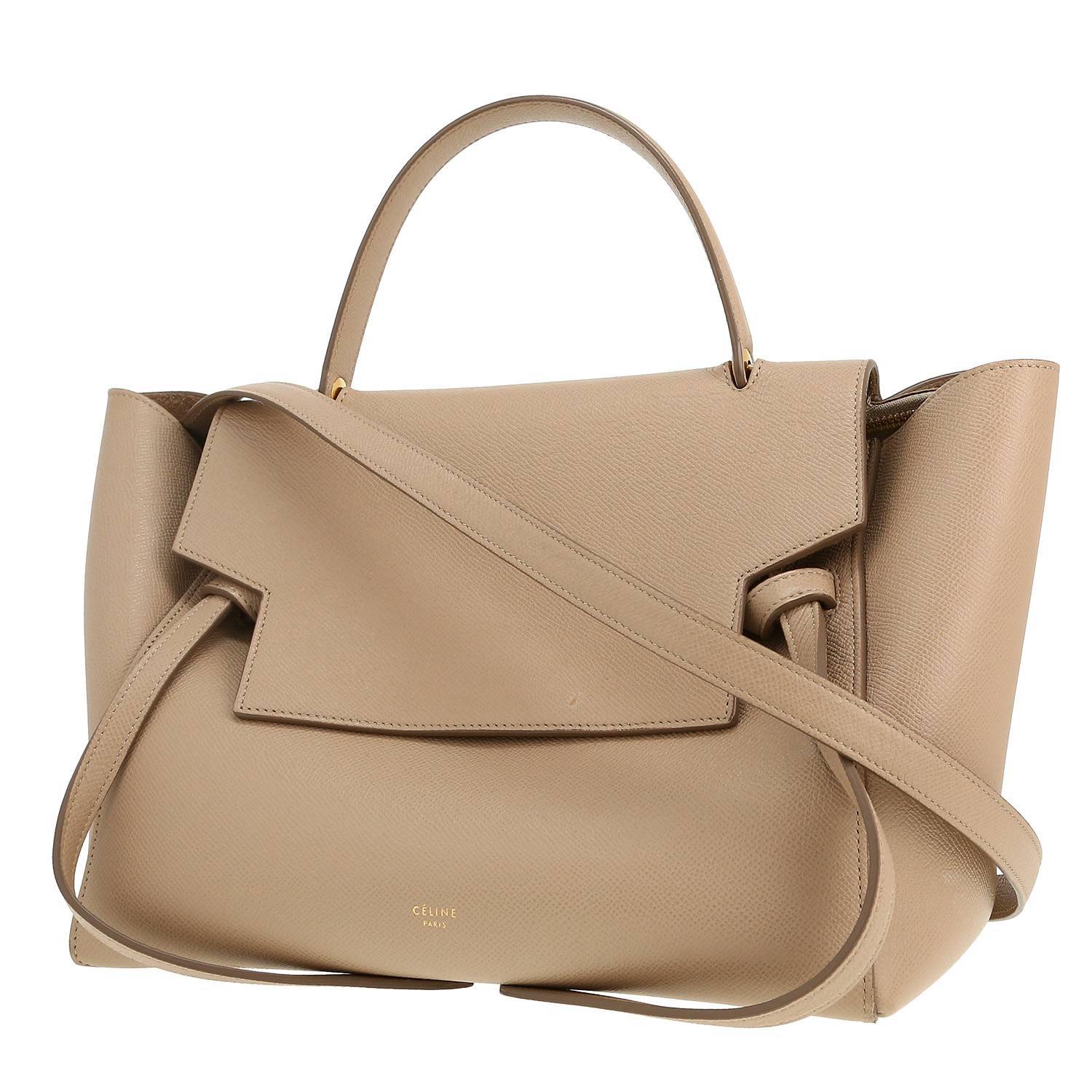 Bolso de mano Celine  Belt mini  en cuero granulado beige