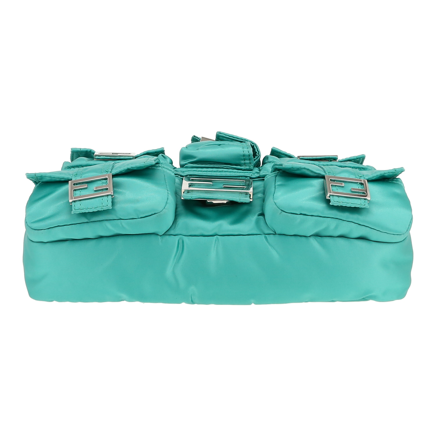 Sac à main Fendi  Multipocket Baguette en toile turquoise - Detail D1