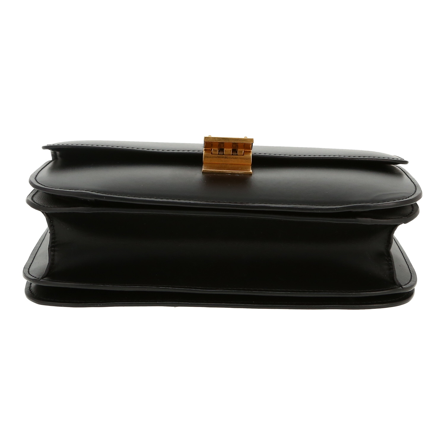 Celine  Classic Box medium model  shoulder bag  in black box leather - Detail D1
