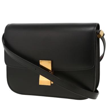 Bolso bandolera Celine  Classic Box modelo mediano  en cuero box negro