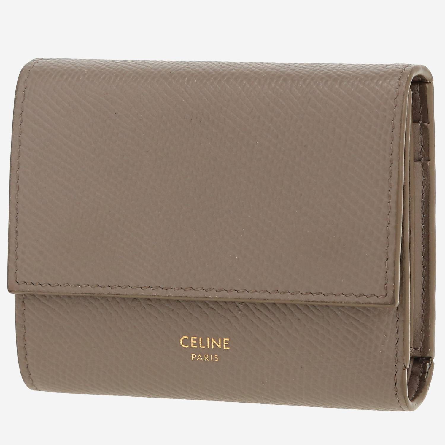 Celine   wallet  in taupe grained leather