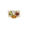 Half-articulated Bulgari Allegra large model ring in yellow gold, diamonds and colored stones - 360 thumbnail