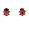 Cartier 1930's earrings for non pierced ears in white gold, coral and diamonds - 360 thumbnail