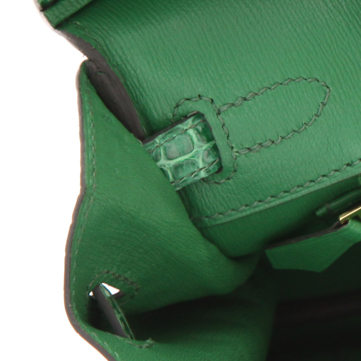 Sac à main Hermès  Birkin 25 cm en crocodile porosus Vert Cactus - Detail D3