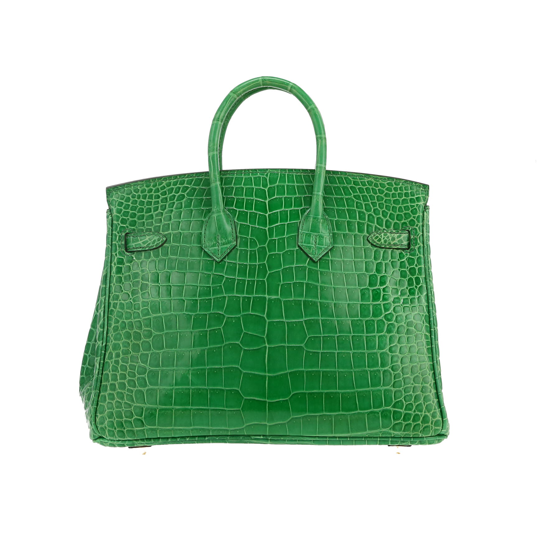 Bolso de mano Hermès  Birkin 25 cm en cocodrilo porosus Vert Cactus - Detail D8