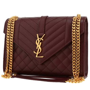 Saint Laurent  Envelope handbag  in burgundy quilted grained leather