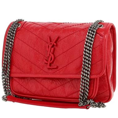 Sac bandoulière Saint Laurent  Niki Baby en cuir matelassé chevrons rouge