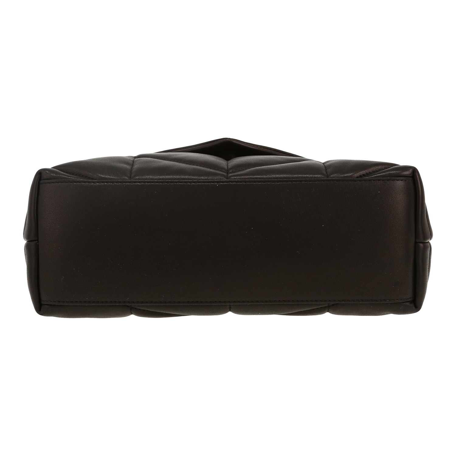 Sac bandoulière Saint Laurent Puffer petit modèle en cuir matelassé noir - Detail D1