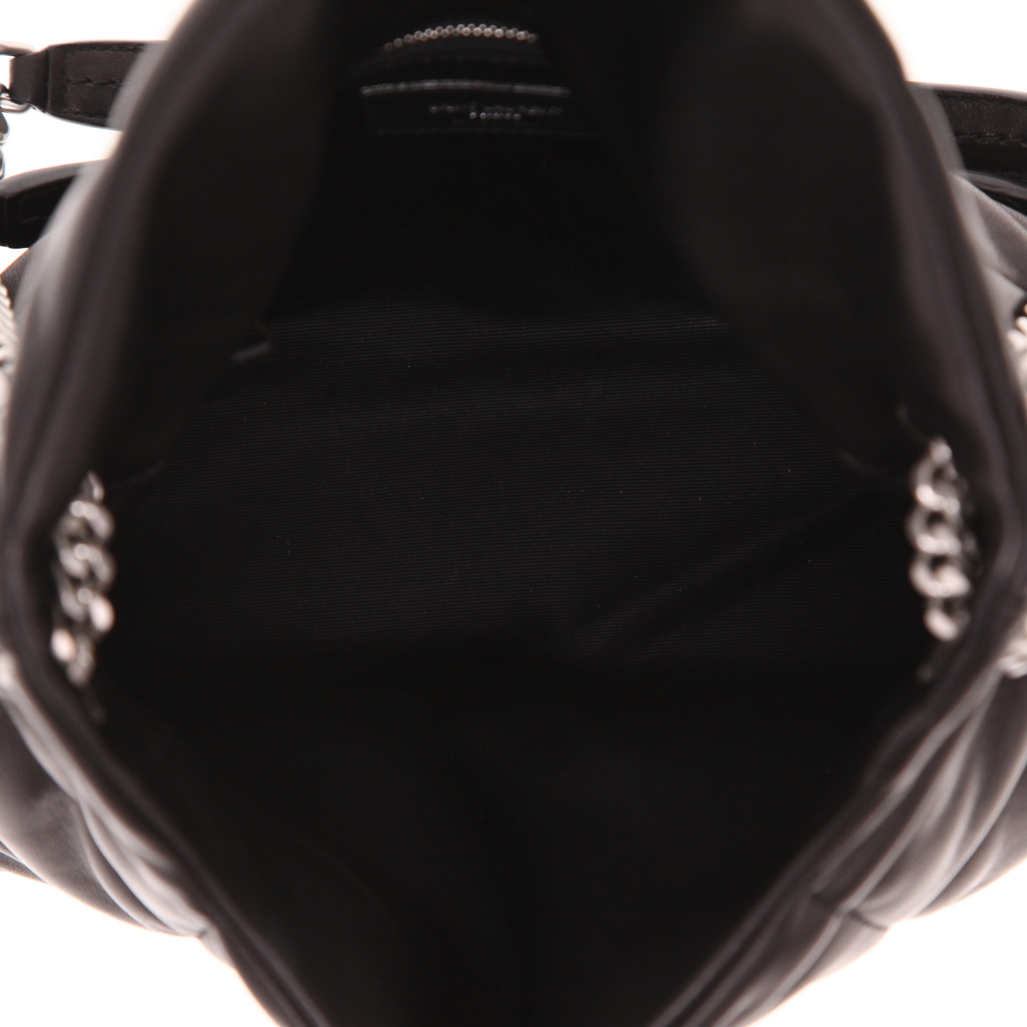 Sac bandoulière Saint Laurent Puffer petit modèle en cuir matelassé noir - Detail D3