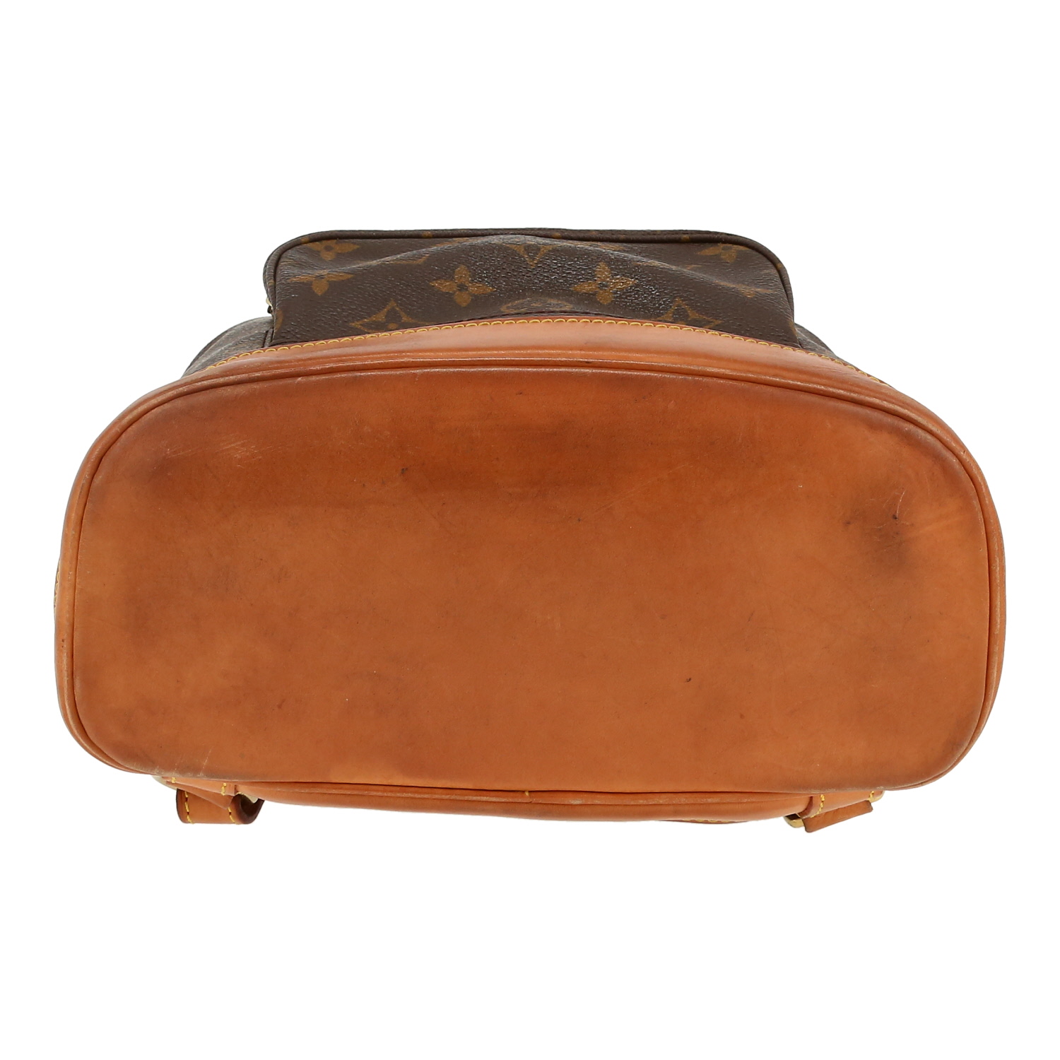 Zaino Louis Vuitton  Montsouris Backpack in tela monogram marrone e pelle naturale - Detail D1