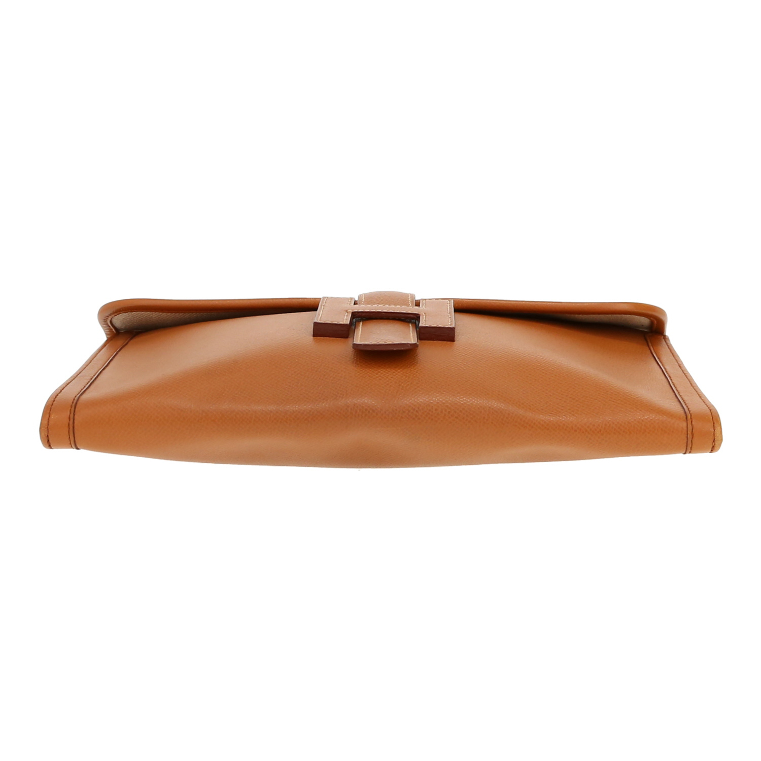 Bolsito de mano Hermès  Jige en cuero Courchevel color oro - Detail D1