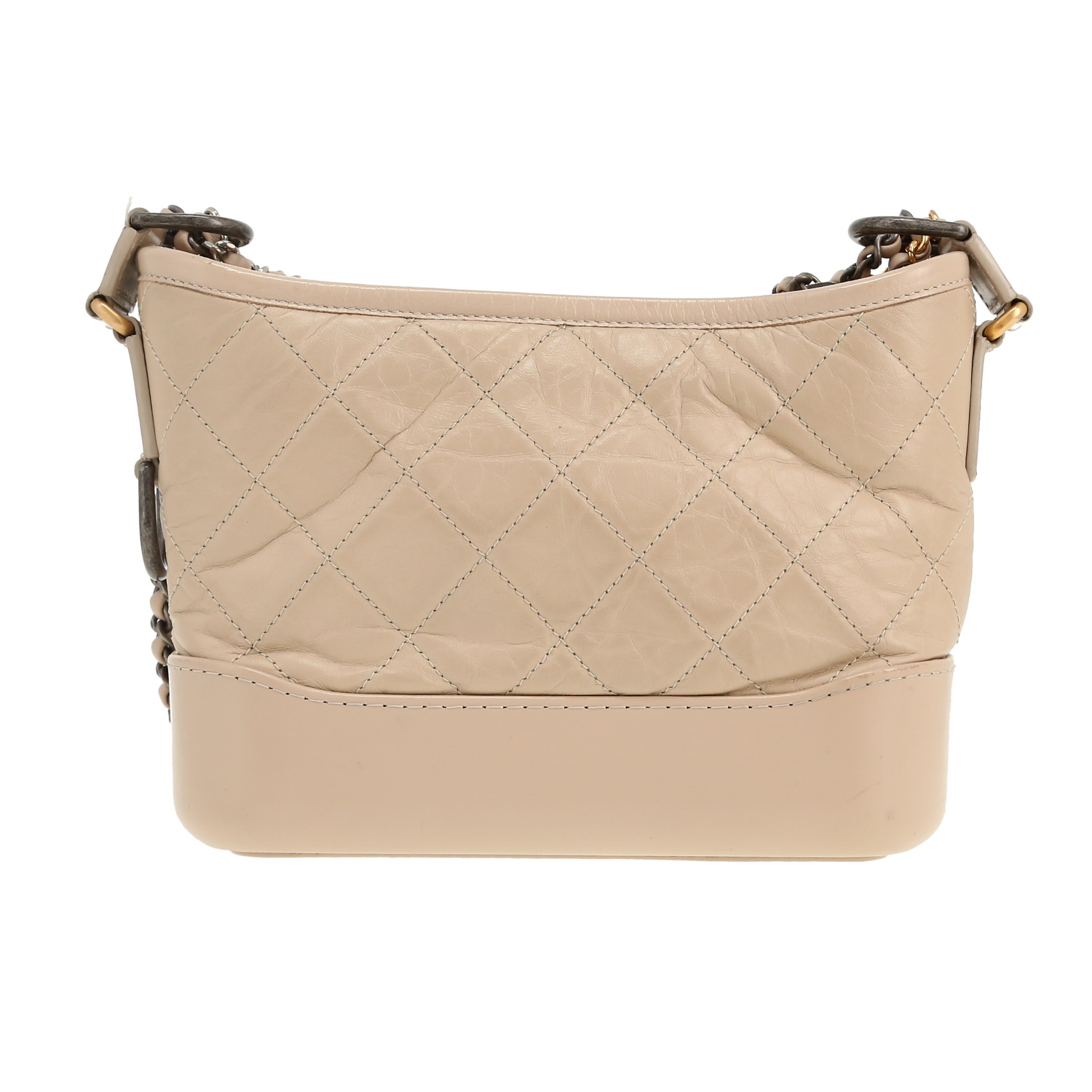 Chanel  Gabrielle  small model  shoulder bag  in beige quilted leather - Detail D4
