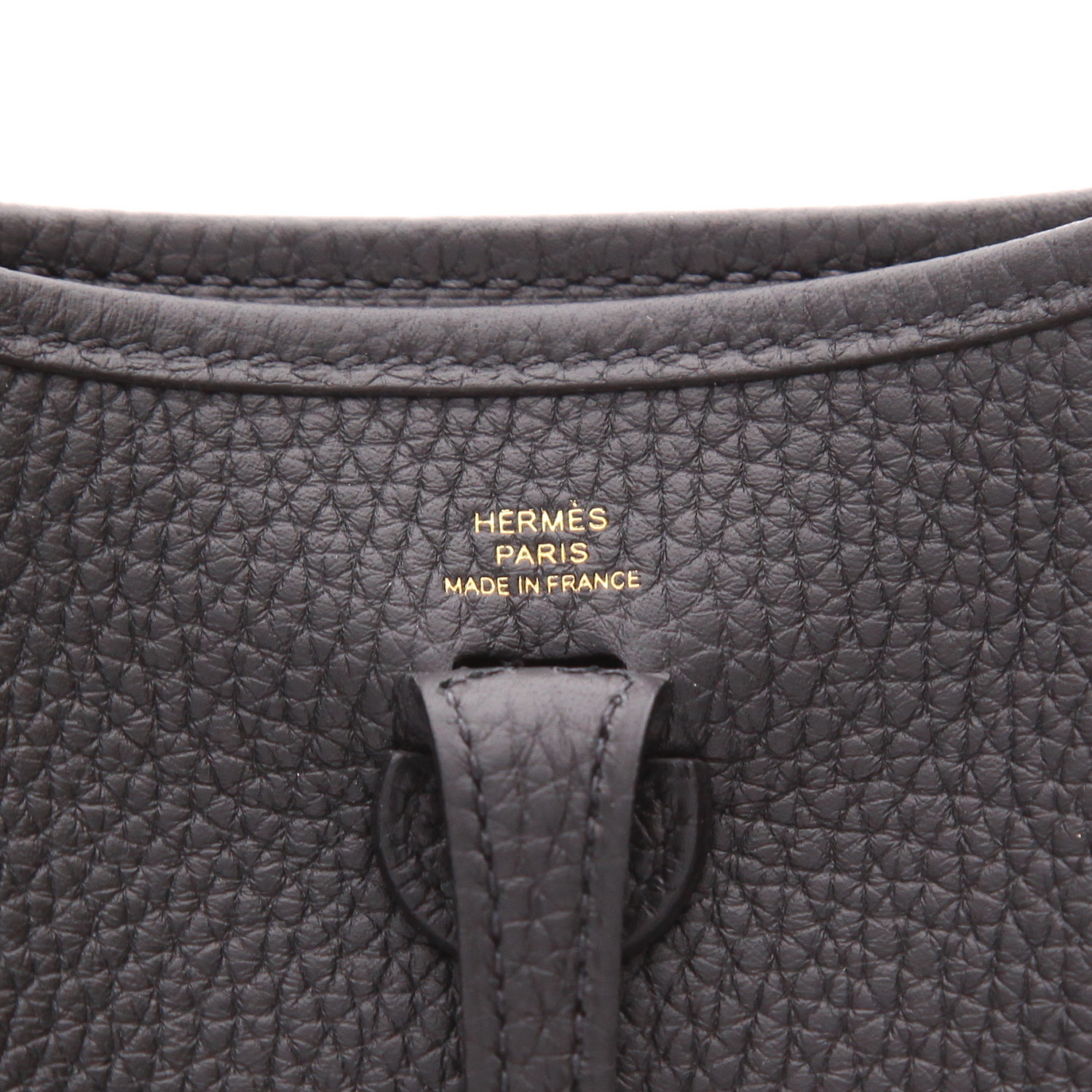 Borsa a tracolla Hermès  Mini Evelyne in pelle taurillon clemence nera - Detail D2