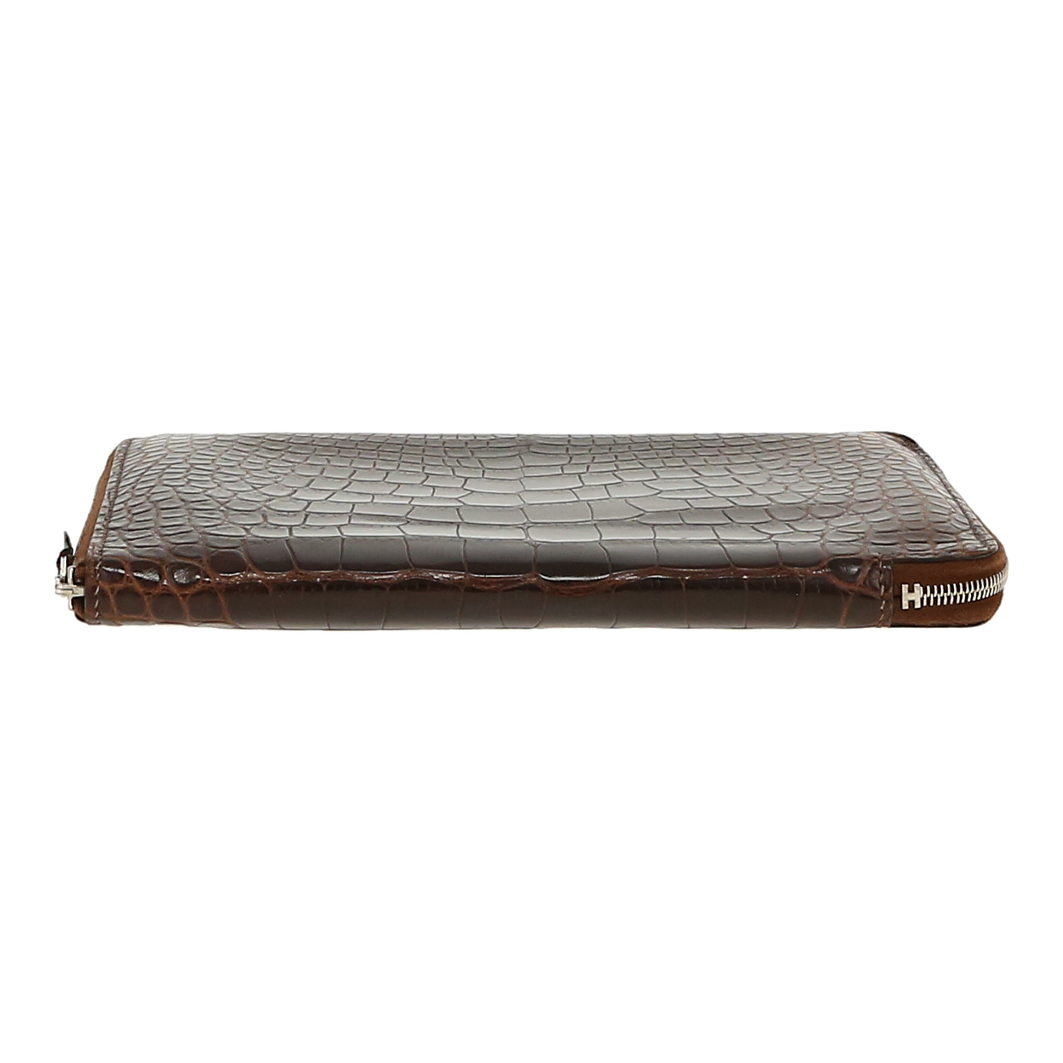 Hermès   wallet  in brown alligator - Detail D1