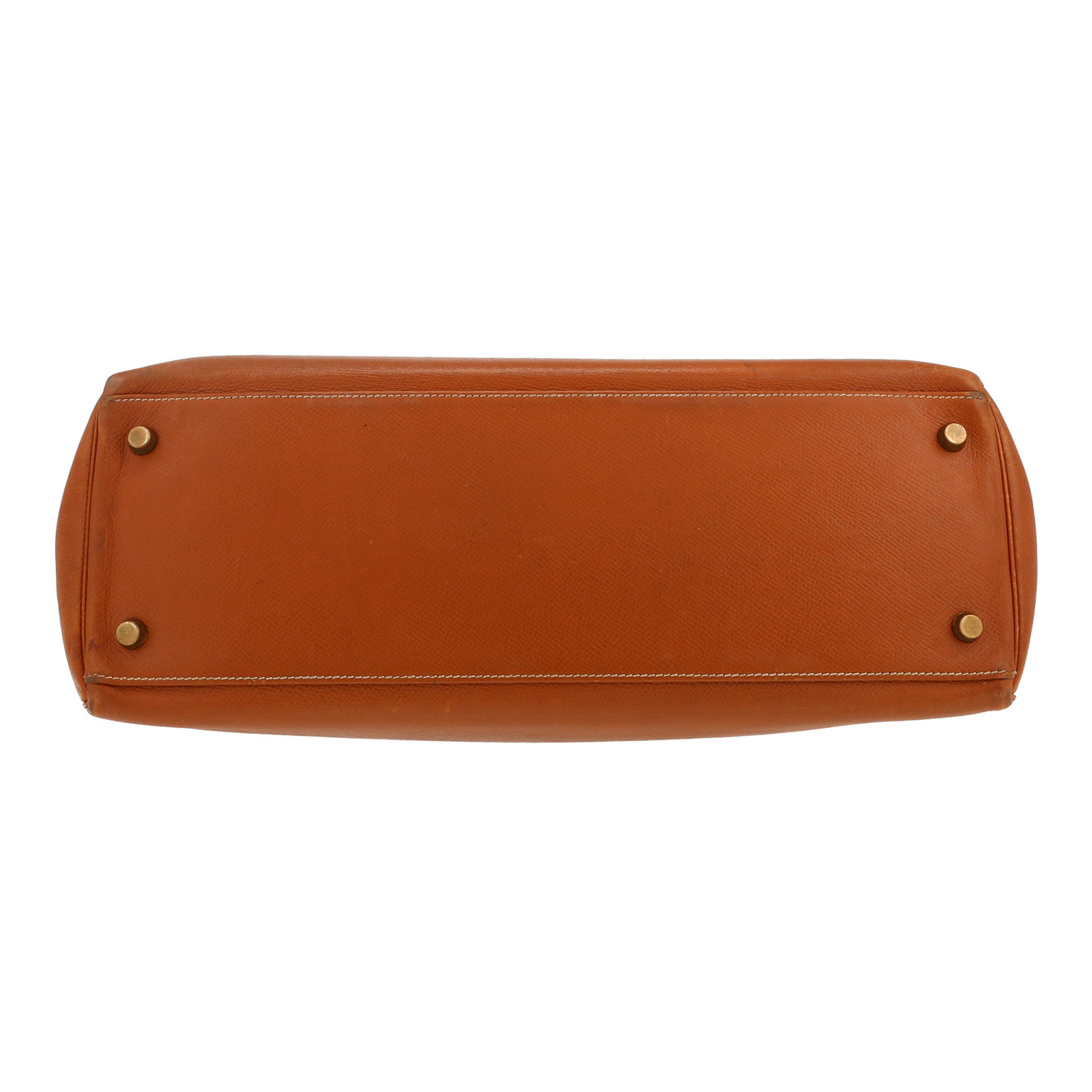 Bolso de mano Hermès  Kelly 35 cm en cuero Courchevel color oro - Detail D1