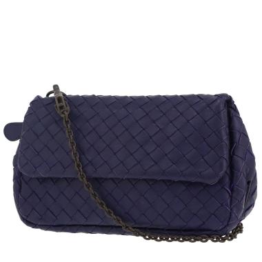Sac bandoulière Bottega Veneta   en cuir intrecciato bleu