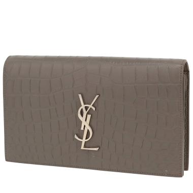 Pochette Saint Laurent  Kate en cuir gris