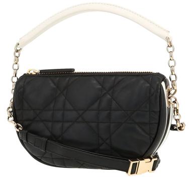 Borsa Dior  Vibe Hobo in pelle cannage nera e pelle bianca