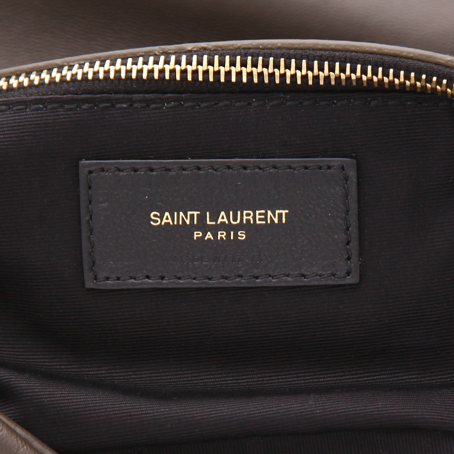 Bolso de mano Saint Laurent  Calypso modelo pequeño  en cuero caqui - Detail D2
