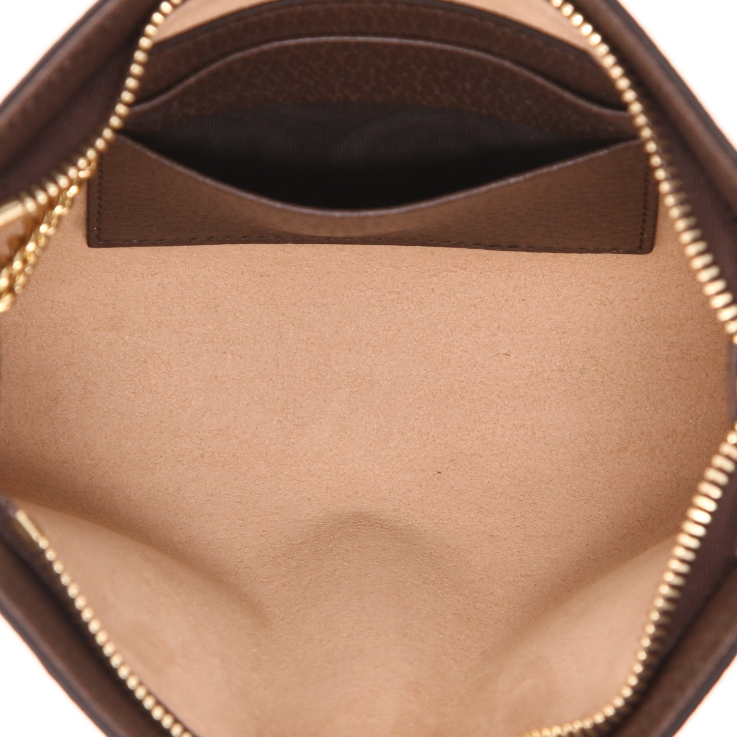 Pochette Gucci  Ophidia in tela "sûpreme GG" beige e pelle marrone - Detail D3