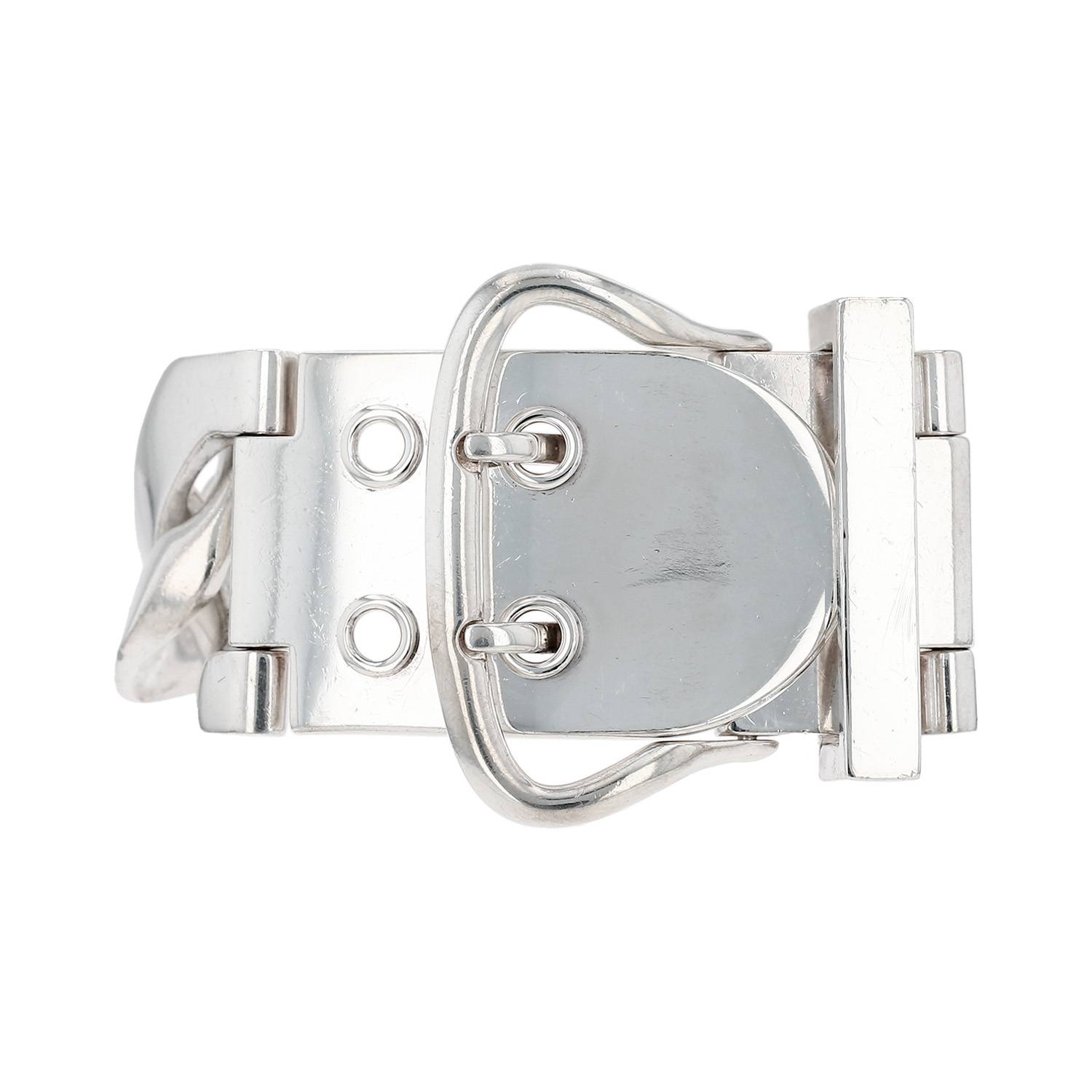 Bracciale Hermès Boucle Sellier taglia XL in argento