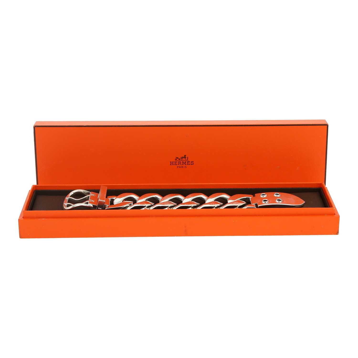 Hermès Boucle Sellier size XL bracelet in silver - Detail D2