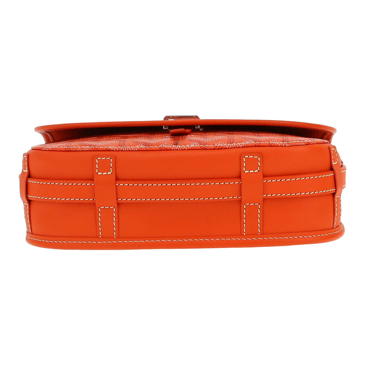 Borsa a tracolla Goyard  Belvedère in tela Goyardine arancione e pelle arancione - Detail D1