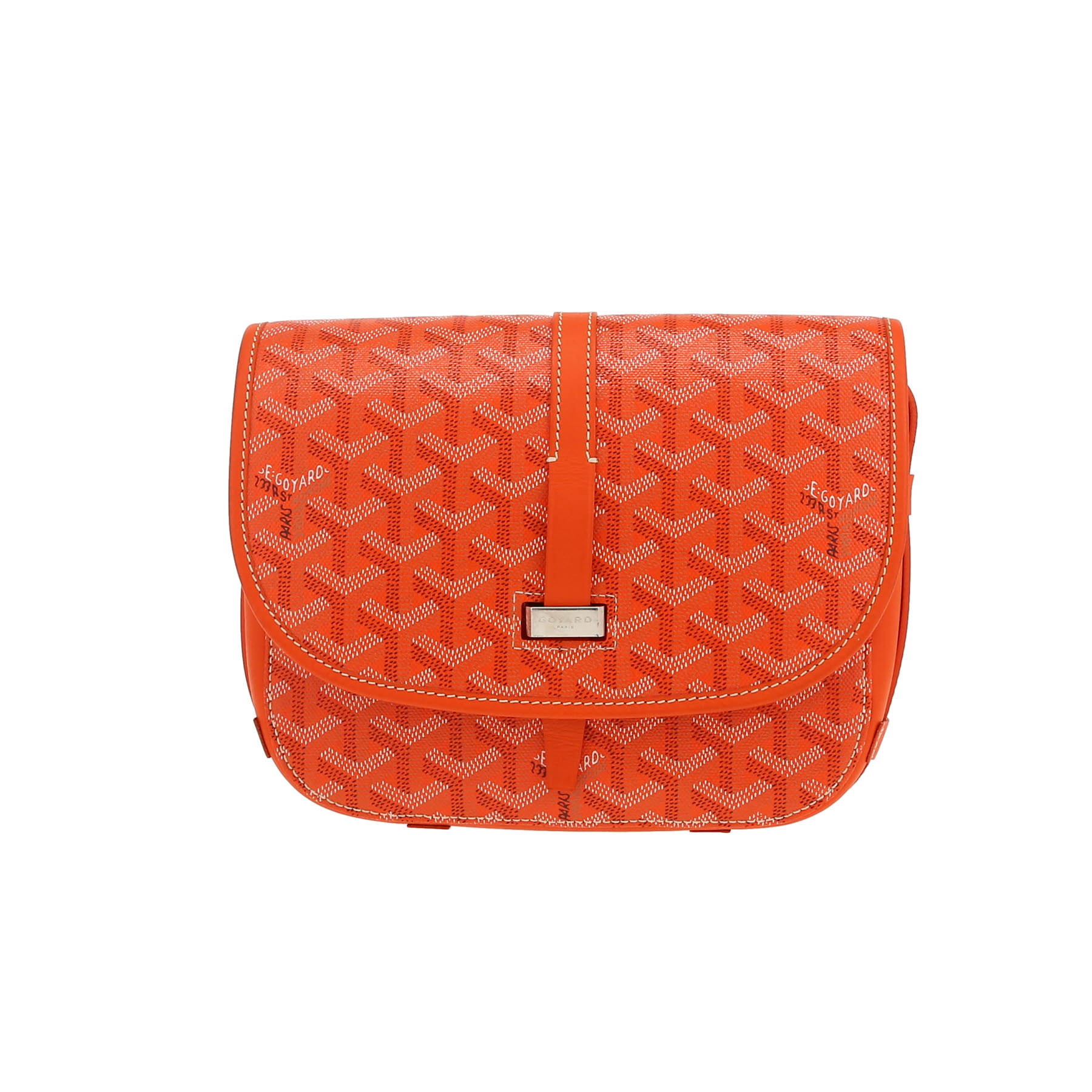 Bolso bandolera Goyard  Belvedère en tela Goyardine naranja y cuero naranja - Detail D4