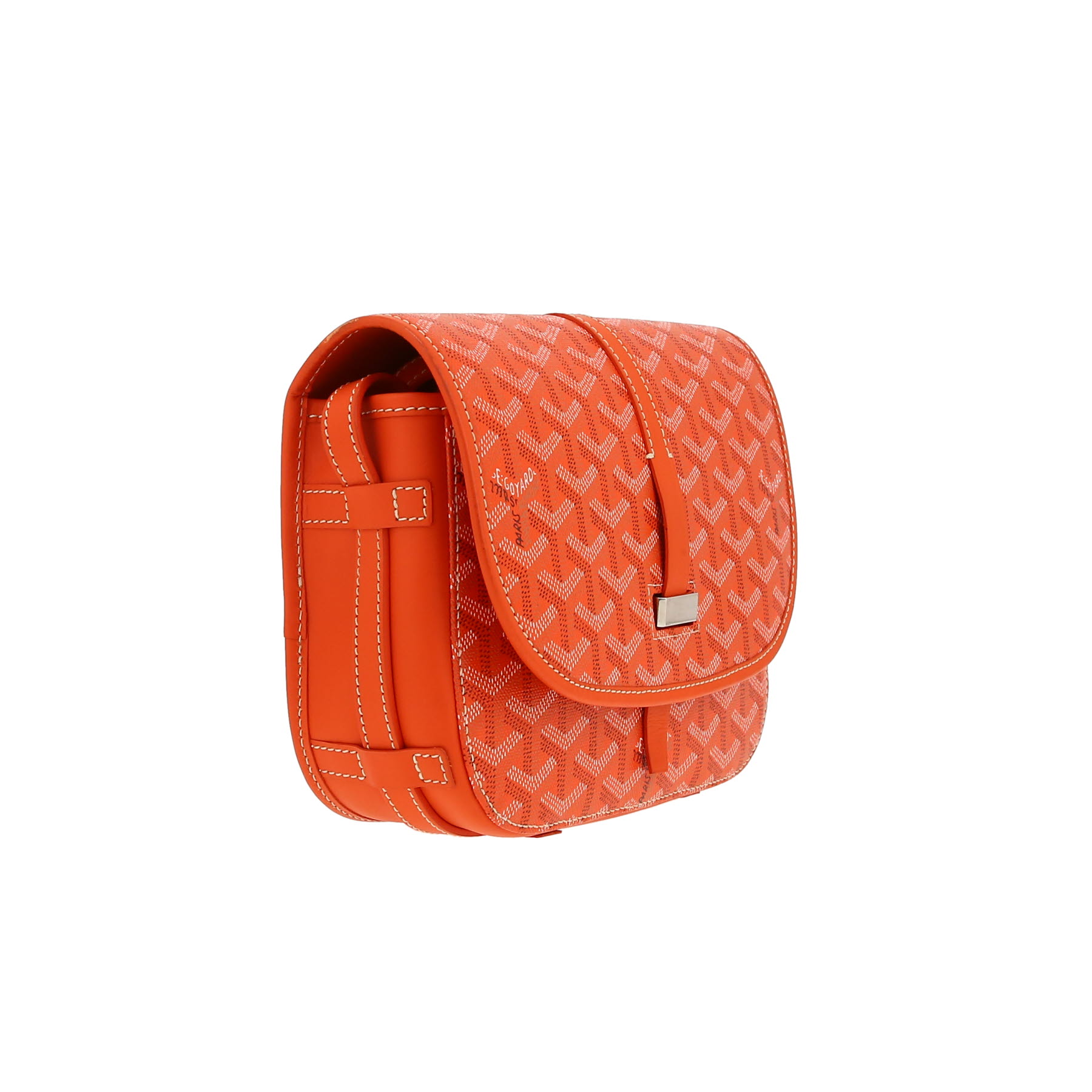 Borsa a tracolla Goyard  Belvedère in tela Goyardine arancione e pelle arancione - Detail D5