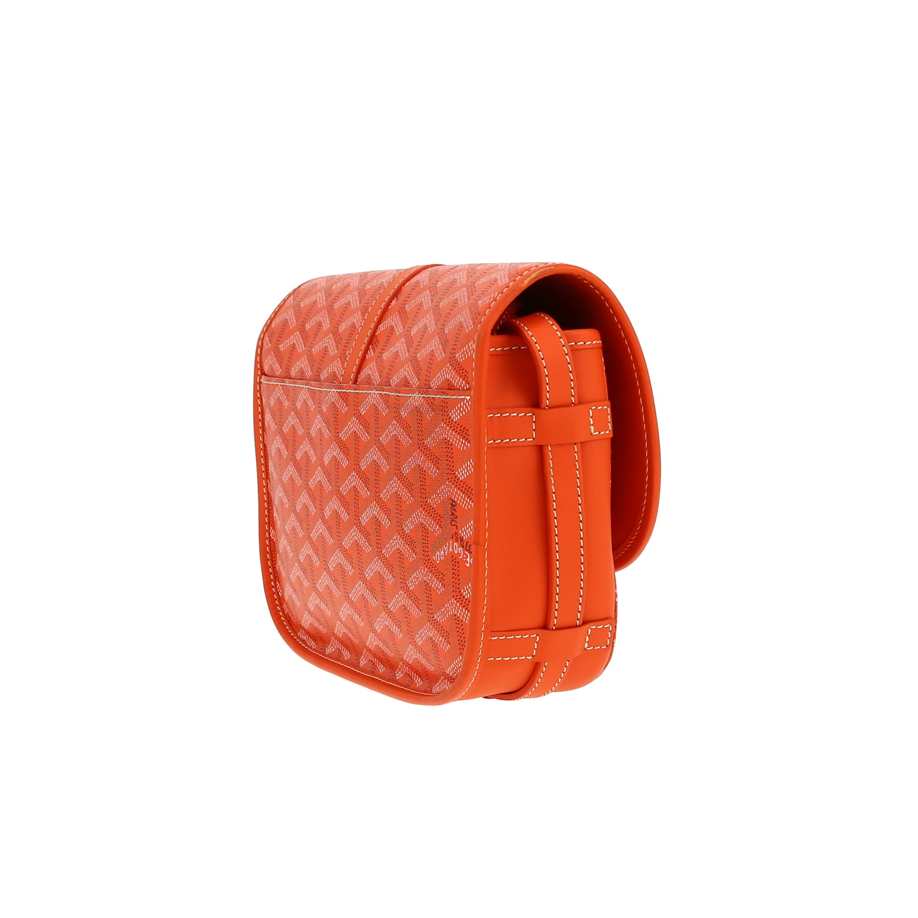 Sac bandoulière Goyard  Belvedère en toile Goyardine orange et cuir orange - Detail D6