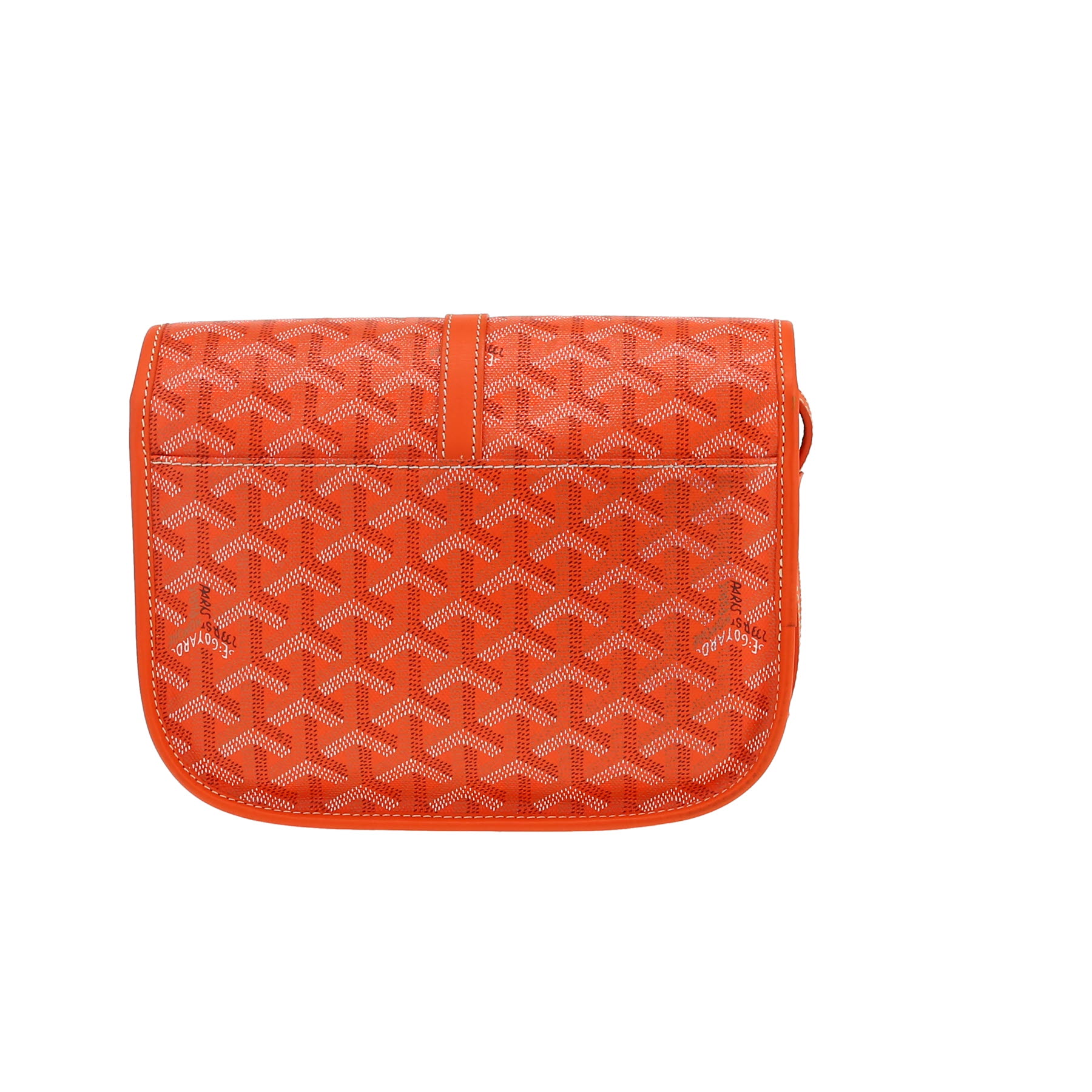 Borsa a tracolla Goyard  Belvedère in tela Goyardine arancione e pelle arancione - Detail D7
