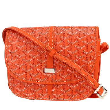 Borsa a tracolla Goyard  Belvedère in tela Goyardine arancione e pelle arancione