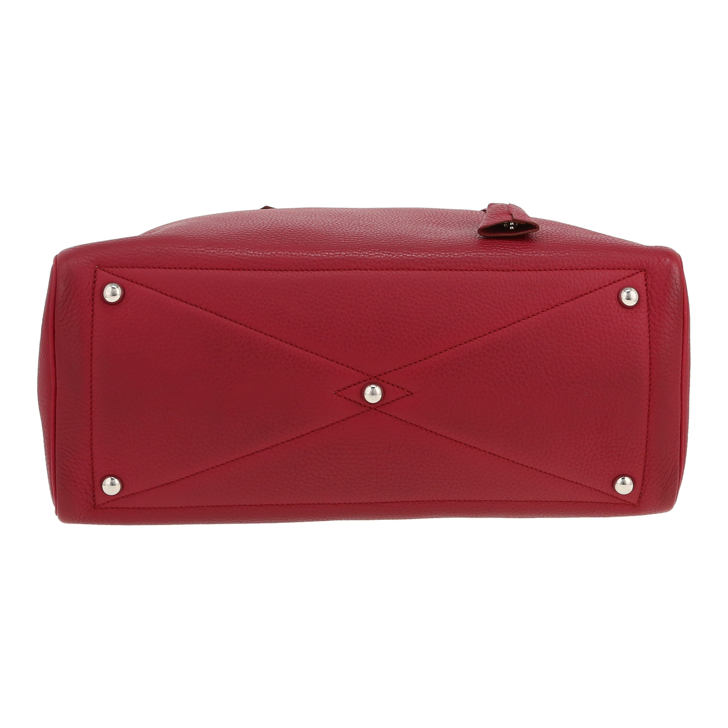 Bolso de mano Hermès  Victoria en cuero togo color burdeos - Detail D1