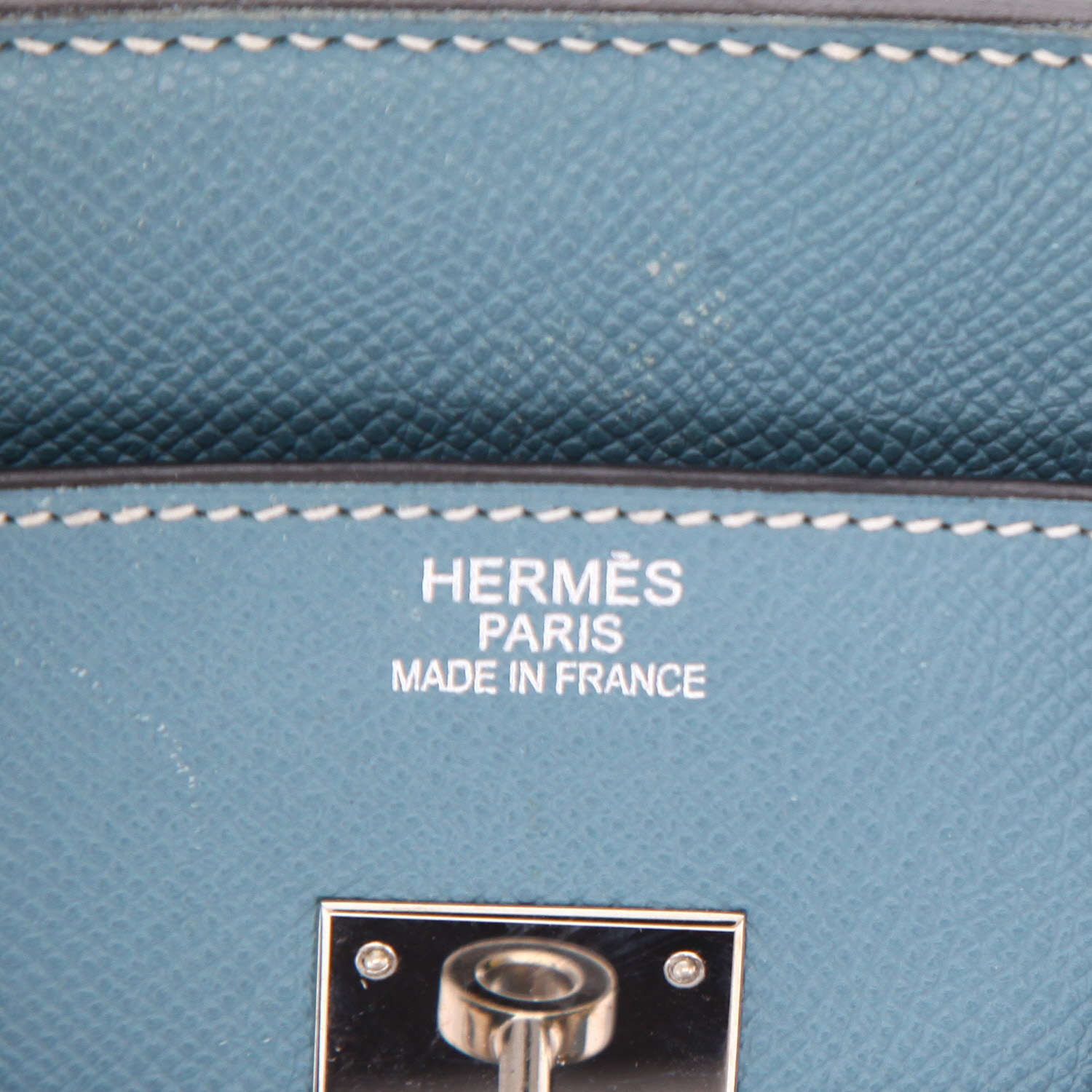 Borsa Hermès  Birkin 35 cm in pelle Epsom blu - Detail D2