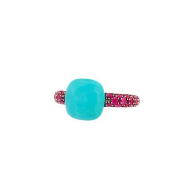 Bague Pomellato Capri en or rose, turquoise et rubis