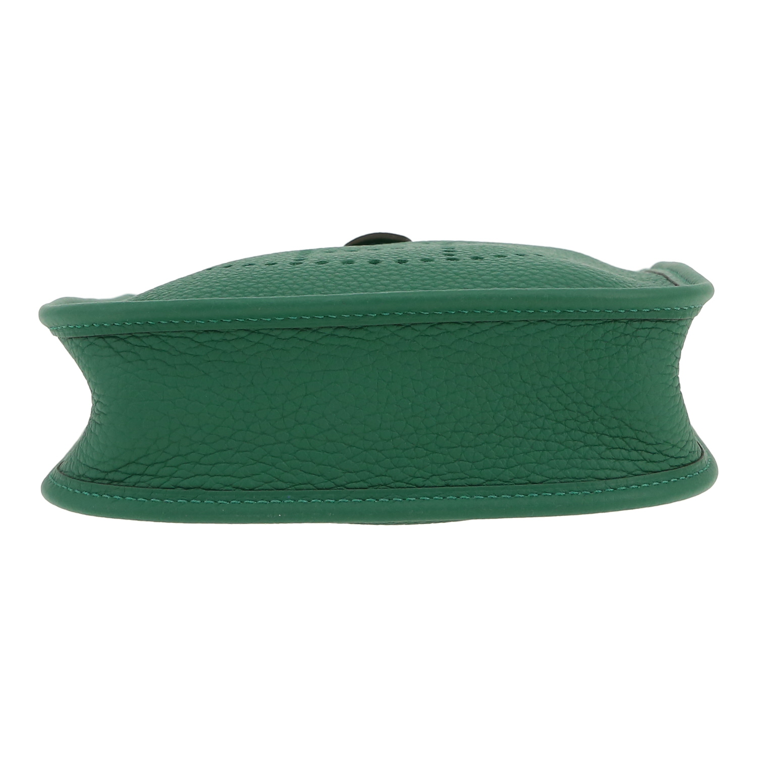 Hermès Mini Evelyne shoulder bag in green leather taurillon clémence - Detail D1