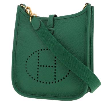 Hermès  Mini Evelyne shoulder bag  in green leather taurillon clémence