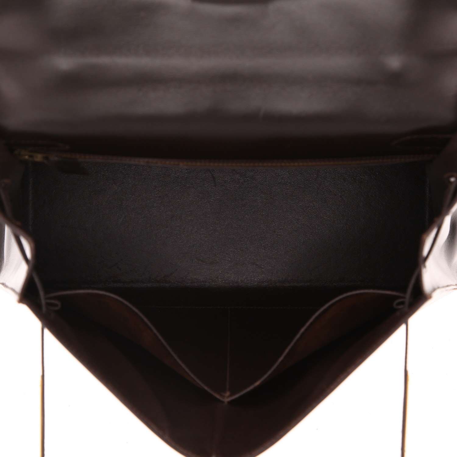 Bolso de mano Hermès  Kelly 32 cm en cuero box marrón - Detail D3