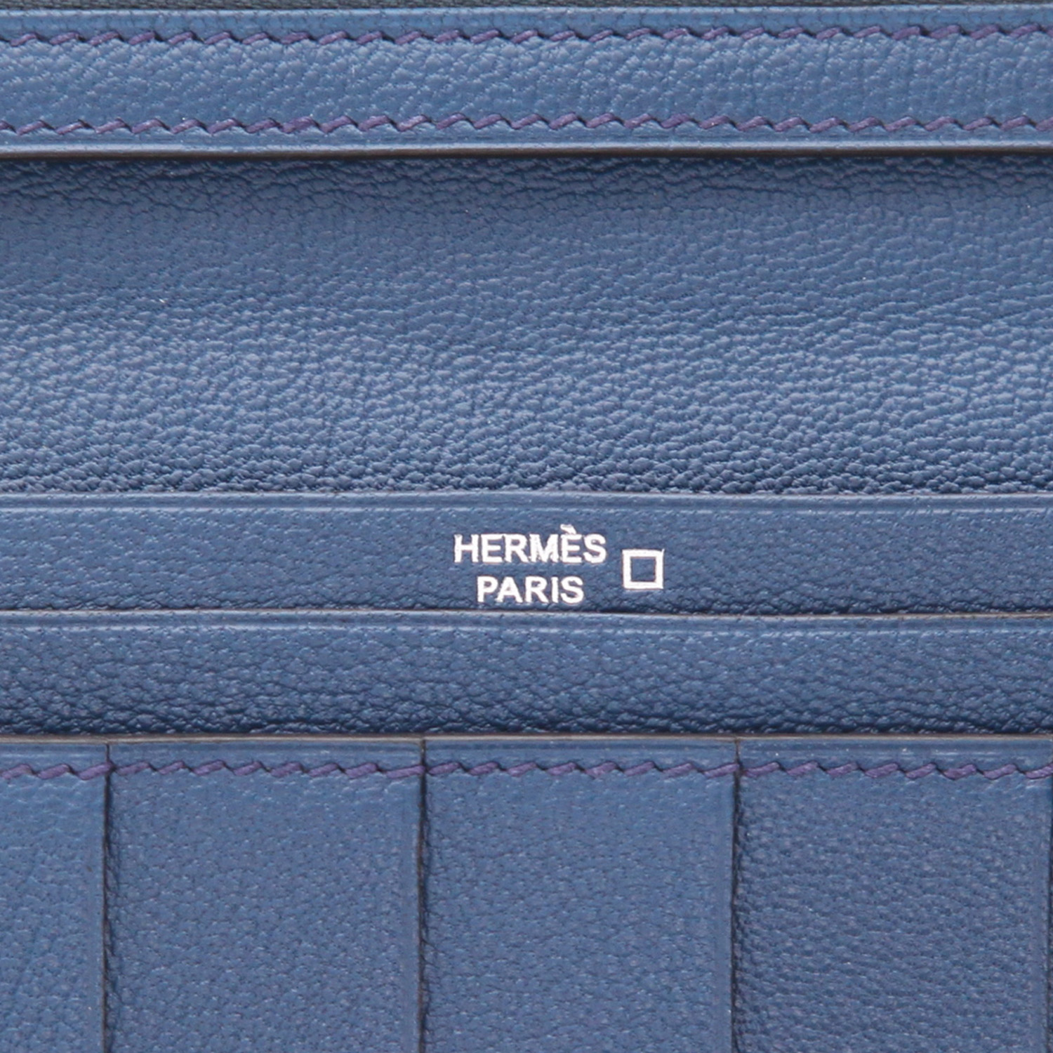 Billetera Hermès  Bearn en aligátor azul - Detail D2