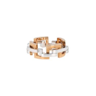 Anello semi-mobile Mellerio Graphic modello piccolo in oro rosa e oro bianco
