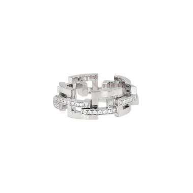 Sortija semiarticulada Mellerio Graphic modelo pequeño de oro blanco y diamantes