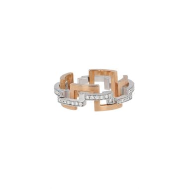 Anello semi-mobile Mellerio Graphic modello piccolo in oro rosa, oro bianco e diamanti