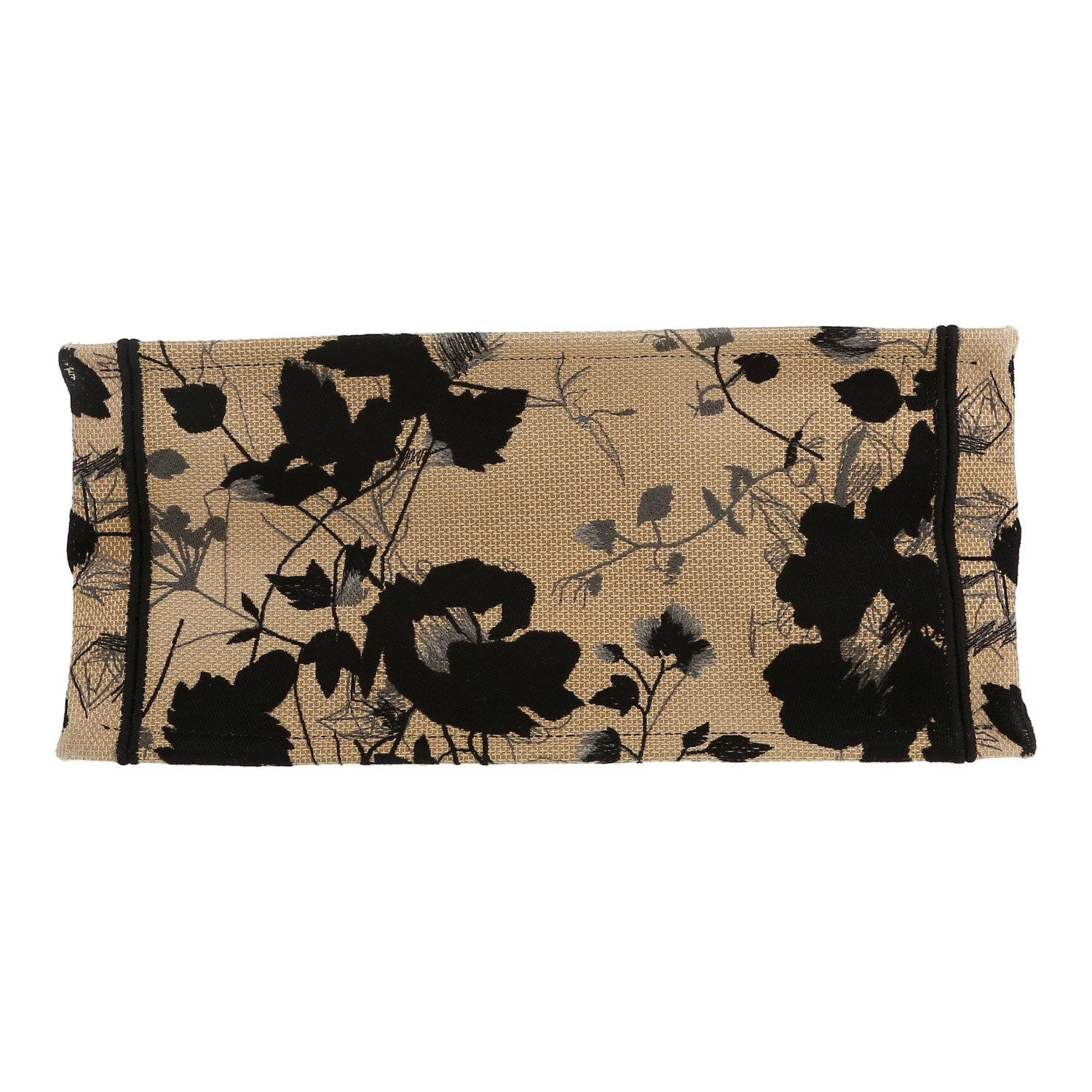 Sac cabas Dior  Book Tote moyen modèle  en toile beige et noire - Detail D1