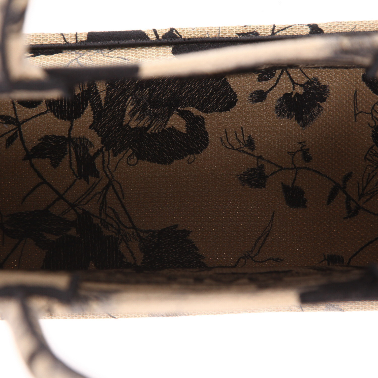 Sac cabas Dior  Book Tote moyen modèle  en toile beige et noire - Detail D3