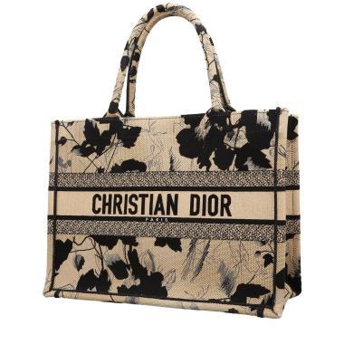 Sac cabas Dior  Book Tote moyen modèle  en toile beige et noire