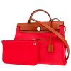 Hermès  Herbag handbag  in red canvas  and brown leather - 00pp thumbnail